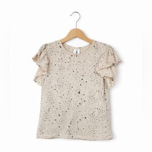 Stem (Nordstrom) Ruffle Sleeve Tee. Size 3. Great Condition Splattered Neutral